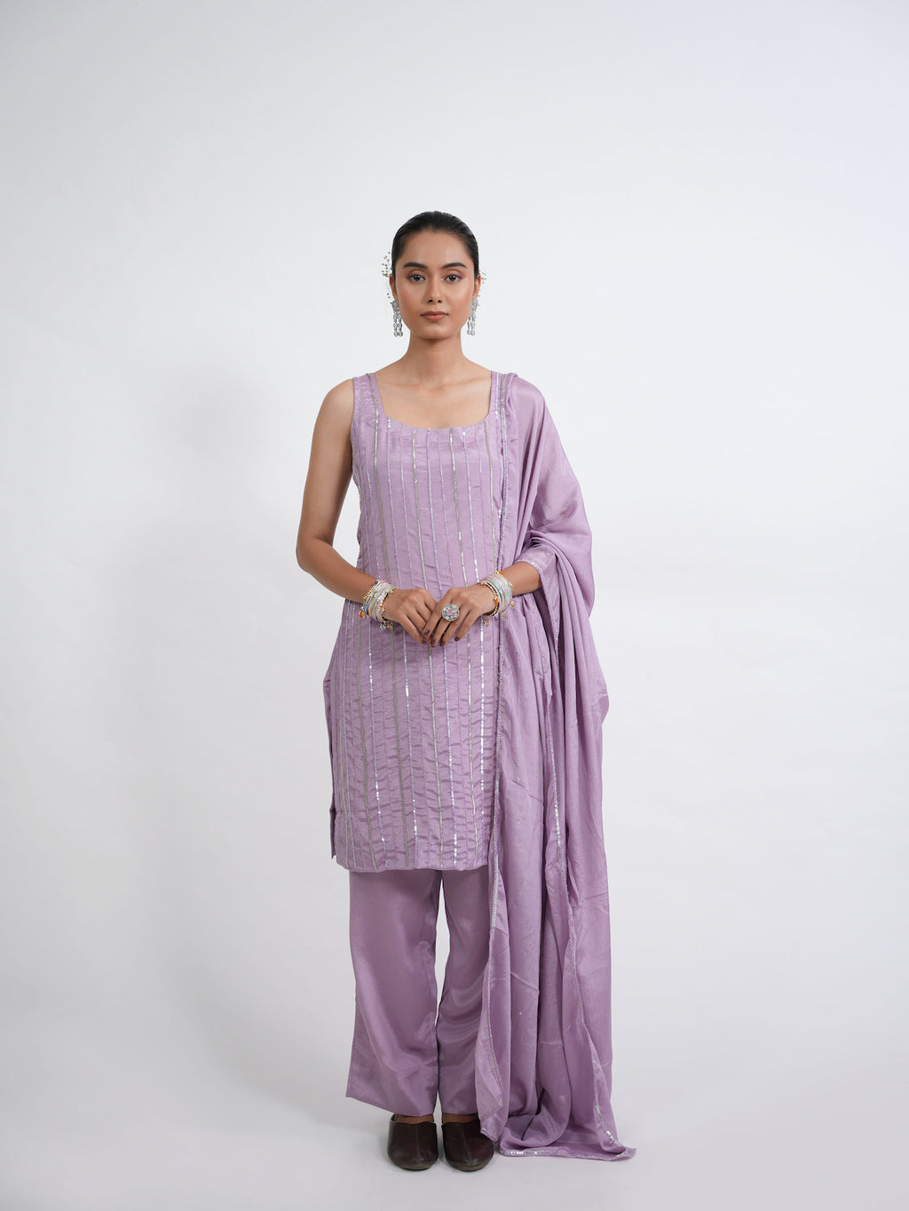 LILAC SEQUIN SILK KURTA SET