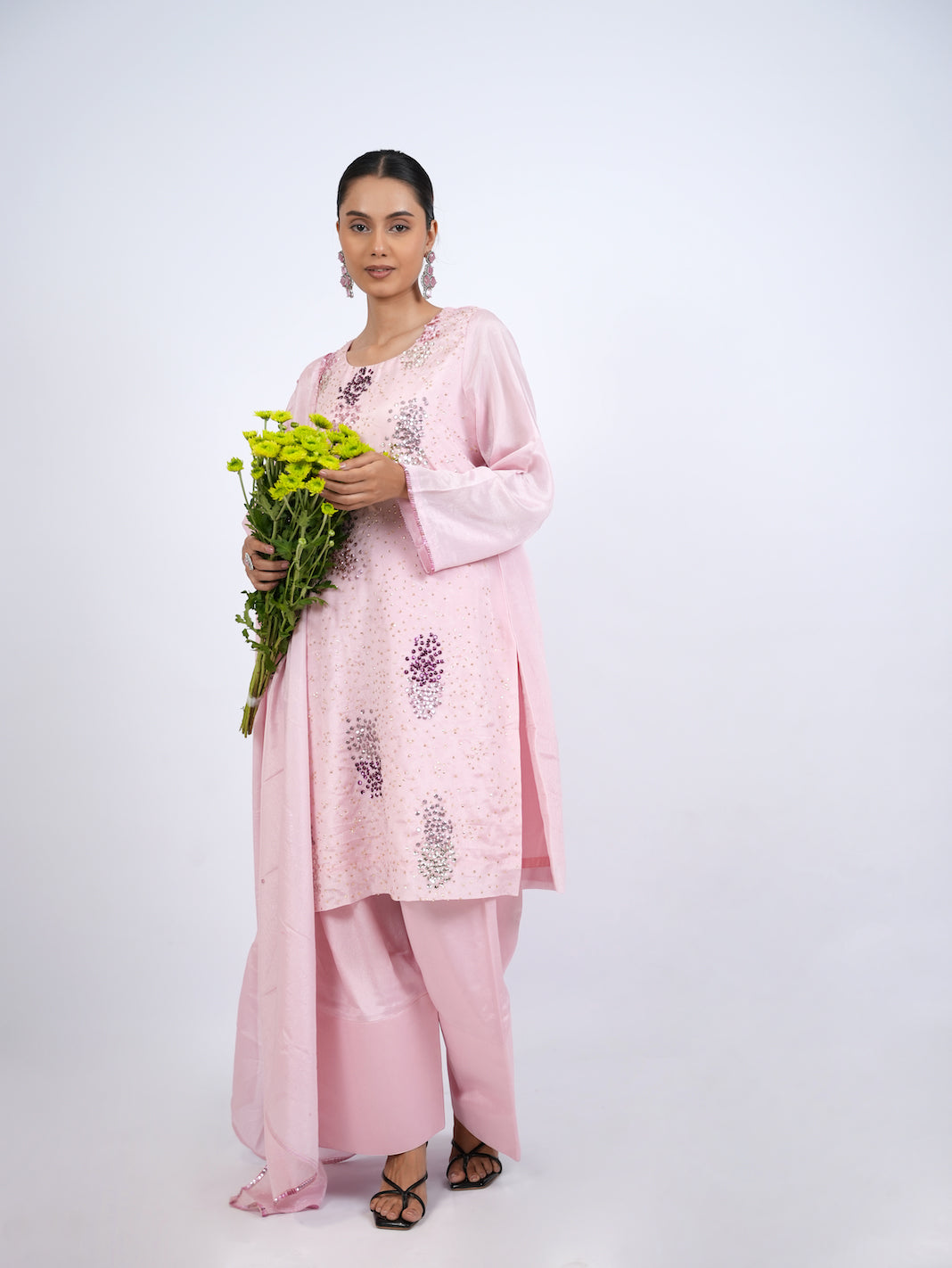 Blush Pink Embellished Kurti and Pant Set