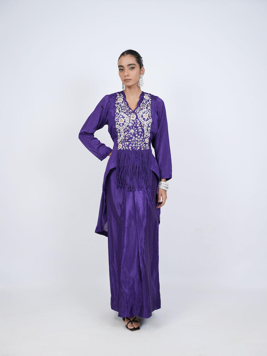 PURPLE EMBROIDERED PEPLUM KURTI