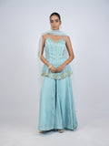 Pastel Blue Embellished Peplum Kurti