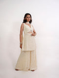 IVORY CUTOUT SEQUIN INDO-WESTERN SET