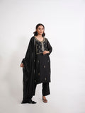 BLACK & GOLD EMBROIDERED SILK SUIT