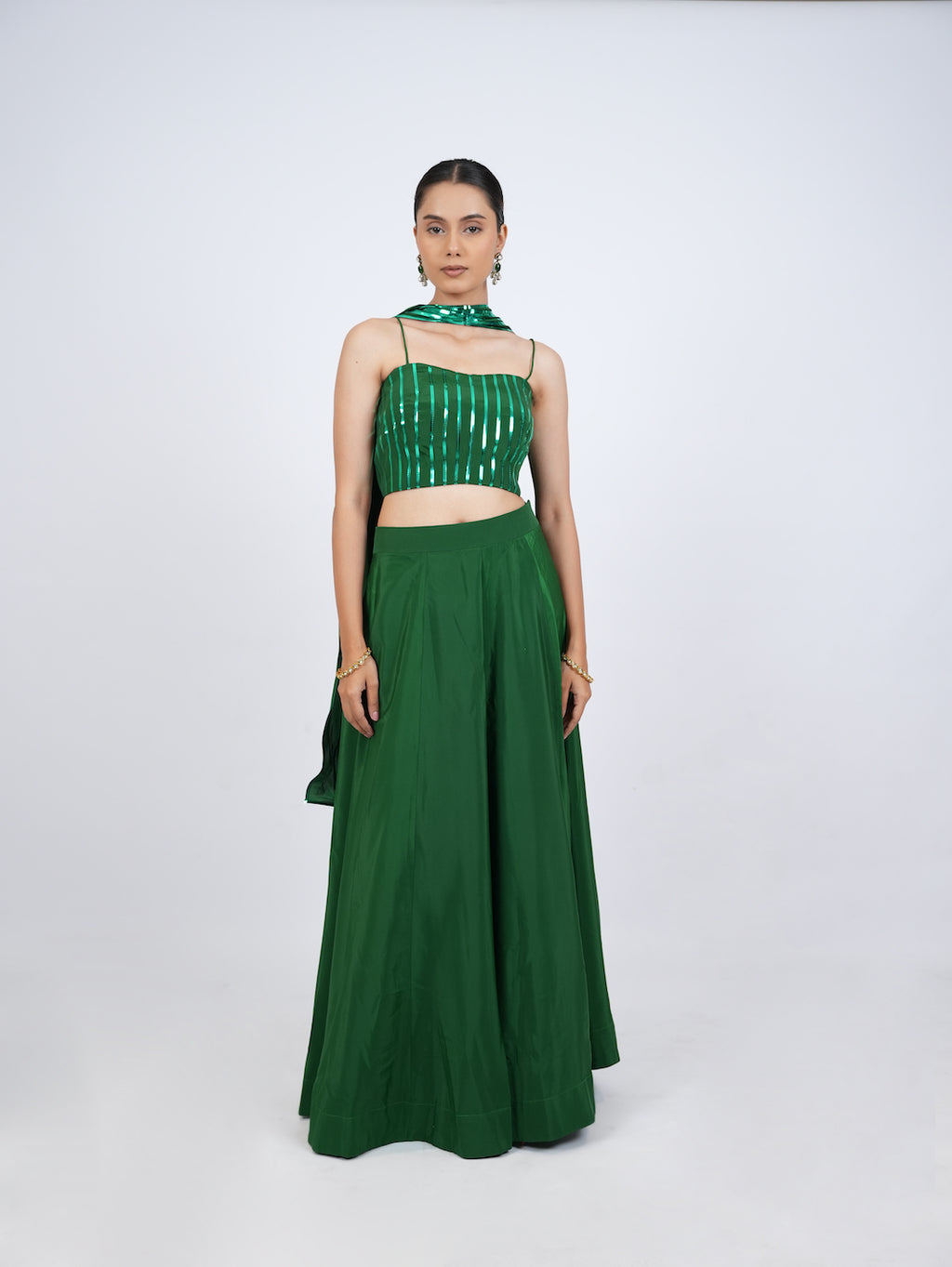 ROYAL BLUE STRIPED LEHENGA SET