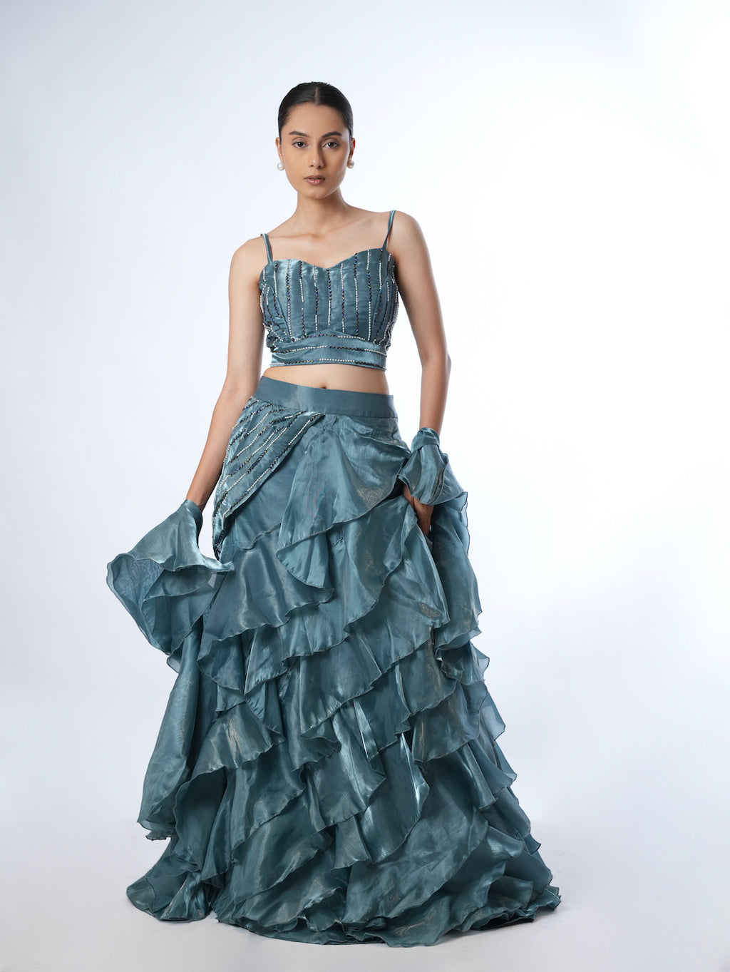 SLATE BLUE RUFFLE SET