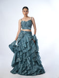SLATE BLUE RUFFLE SET