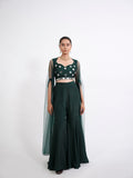 EMERALD GREEN MIRROR WORK CROP SET