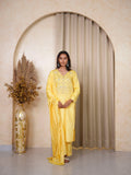 YELLOW HAND-EMBROIDERED SILK SUIT SET