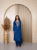 ROYAL BLUE ZARI SEQUIN SILK SUIT SET
