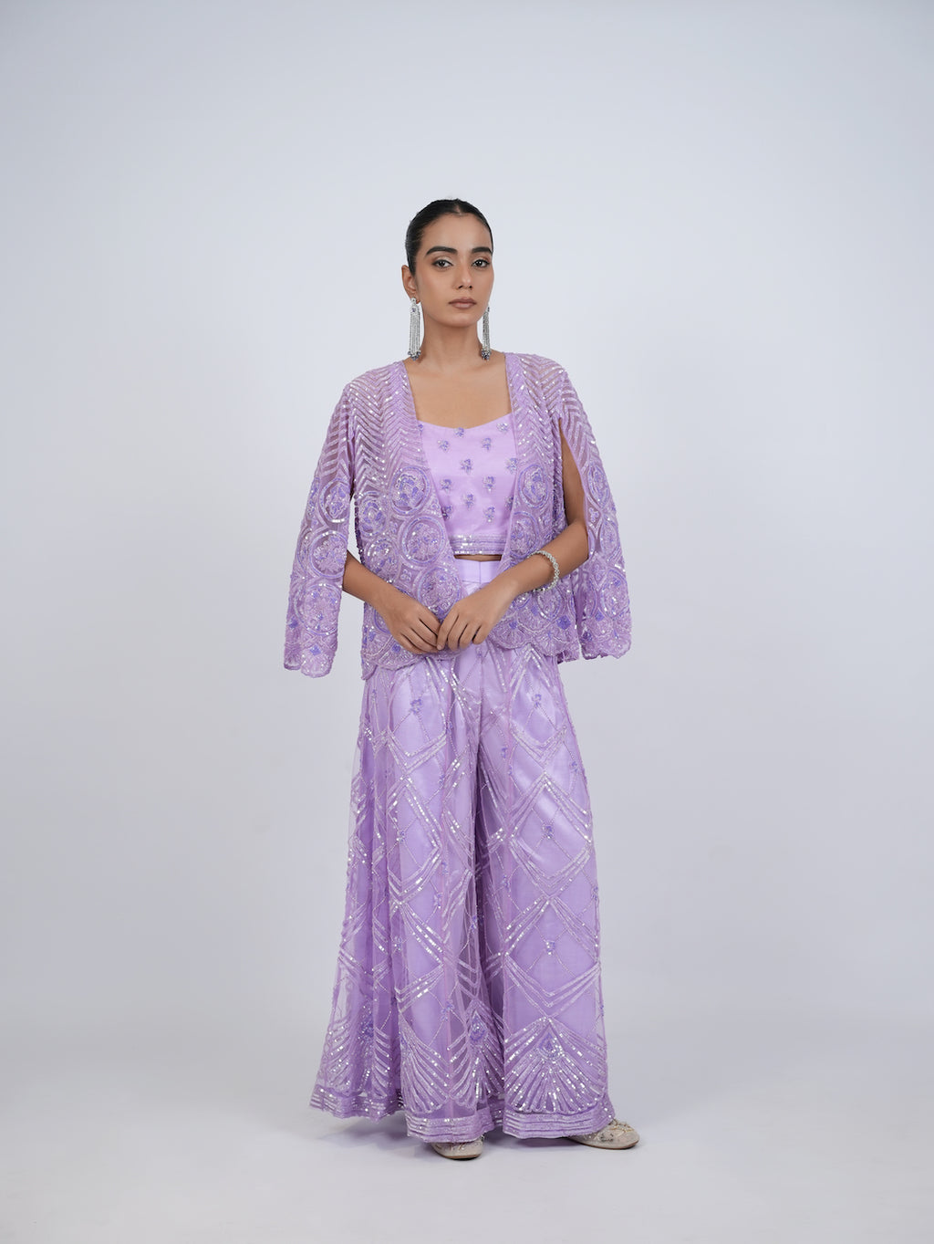 LAVENDER EMBELLISHED PALAZZO SET