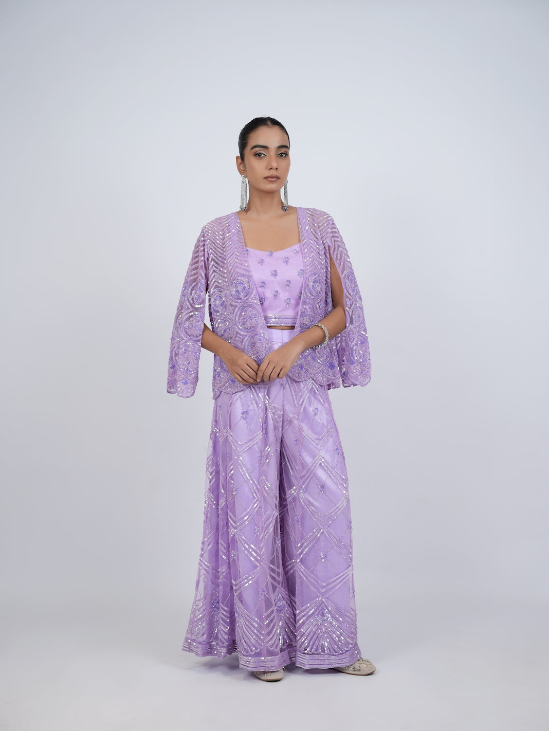 LAVENDER EMBELLISHED PALAZZO SET
