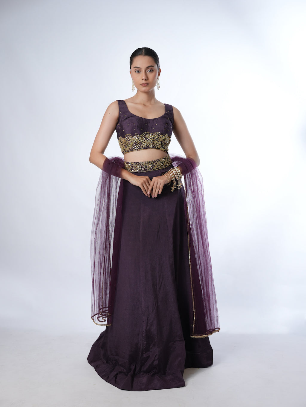DEEP PLUM EMBELLISHED LEHENGA SET